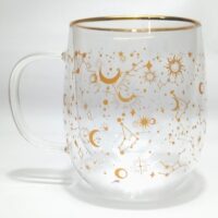 Tazón de Vidrio Doble Pared - Diseño Dorado - 500ML